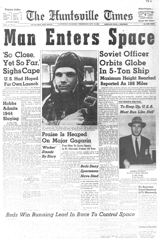 Released to Public Yuri Gagarin Headline, 1961 (NASA) (463614642)