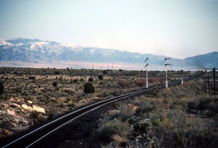 Roger Puta shot an SP eastbound at intermediate semaphores at MP 1452 between the sidings of Robsart and Ancho, about 12 miles north of Carrizozo, NM in April 1983 -- 10 Photos (32244062933)