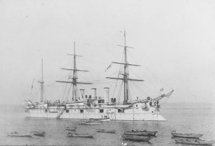 Russian Armored cruiser Pamiat Azova anchored in Tsingtau bay 1898. (50627844223)