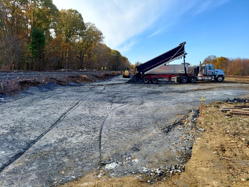 Soil delivery to Freetown station site, November 2020