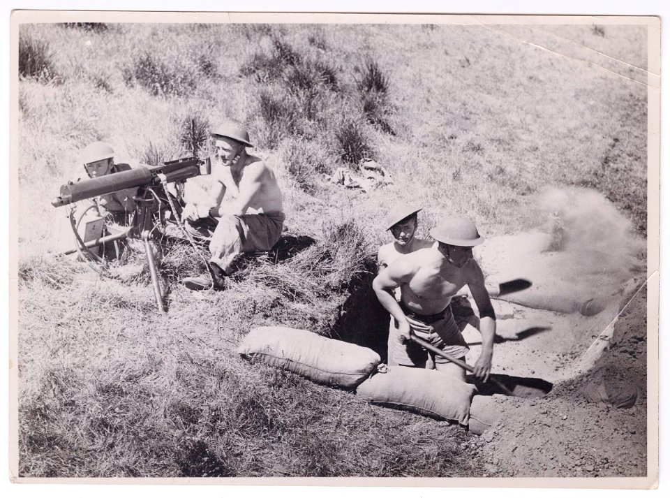 Soldiers training with machine gun, ca1940 (28322558572)