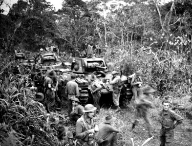 Soldiers waiting for orders, 1943 (28273334165)