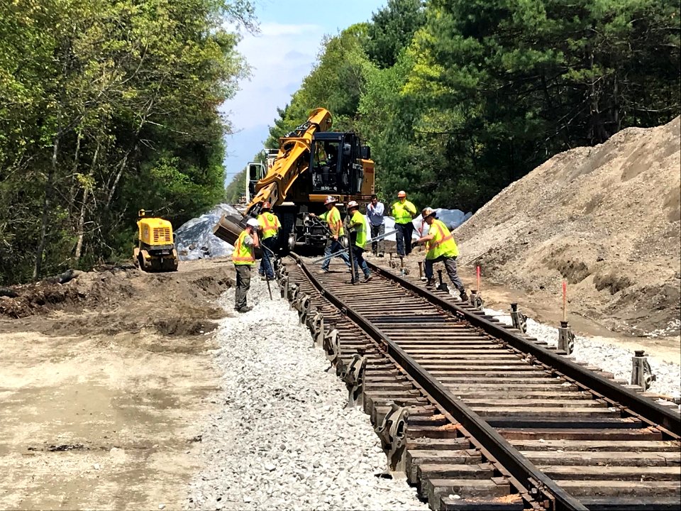 South Coast Rail track work in Berkley, May 2019