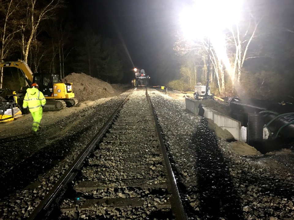 South Coast Rail, May 2019, Track Installation Complete After Culvert Work, Berkley (40830748703)