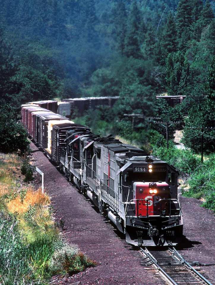 Southern Pacific Tunnel Motor 9184 and helpers at Steinman, OR in the Siskiyou Mountains -- 2 Photos (33081930862)