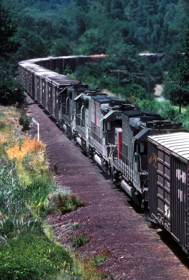 Southern Pacific Tunnel Motor 9184 and helpers at Steinman, OR in the Siskiyou Mountains -- 2 Photos (33196783296)