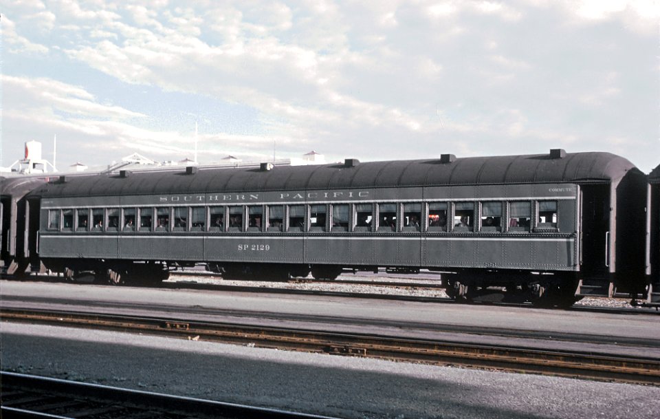 SP 2129 commuter car in Lark colors at San Francisco, CA on February 5, 1971 (30405553424)
