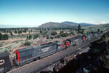 SP 8550, 8291, 7311, and 8313 in the siding at Andesite, CA in August 1982 -- 4 Photos (32508297974)