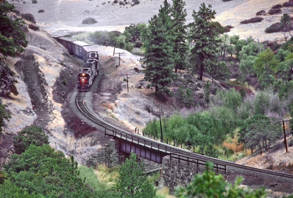 SP 9239 in Willow Creek Canyon near Hornbrook, CA in October 1981 R22 (33223632371)
