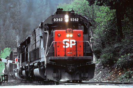 SP 9342 in Sims, CA (below Dunsmuir) in April 1981 (31185857055)