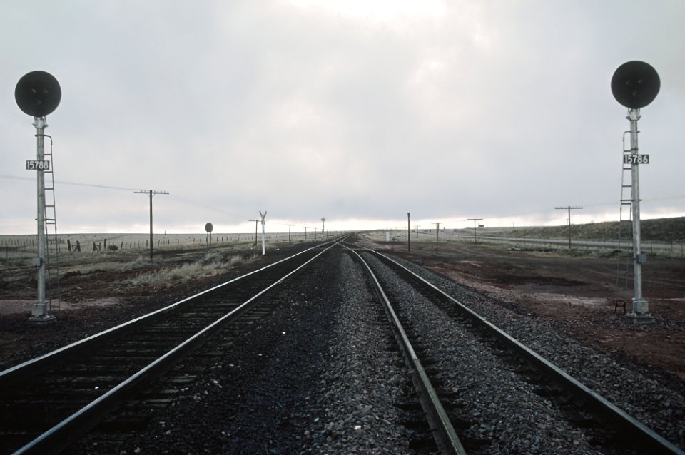 SP signals 15788 and 15786 at the east end of the siding at Los Tanos, NM in April 1983 (32645757100)