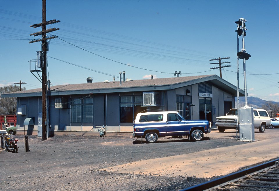 SP train orders office, yard office, and crew change point at Carrizozo, NM in April 1983 (32244058833)