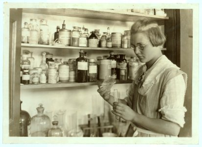 A Third year high school girl in the chemical laboratory, - Greenbank Consolidated School, Oct. 7, 1921. LOC nclc.04375