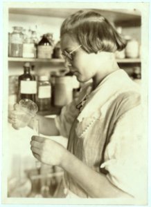 A Third year high school girl in the chemical laboratory - Greenbank Consolidated School. LOC nclc.04376