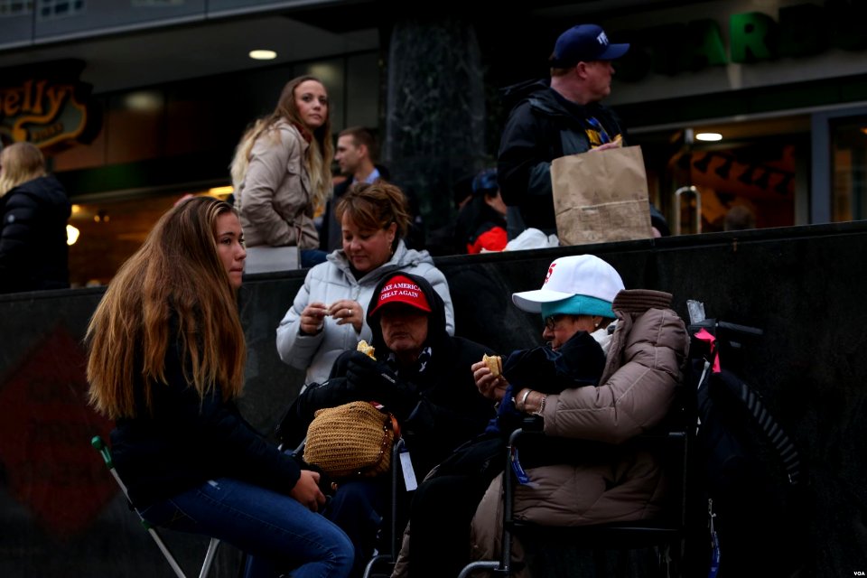 A Trump supporter wearing a Make America Great Again cap in downtown Washington ahead of the inauguratio