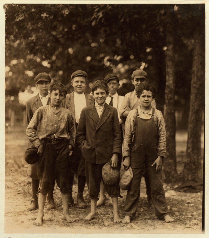 A typical group of mill boys in Highland Park Hill Settlement, Rock Hill, S.C. LOC nclc.02532