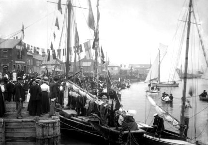 A view across Pearson's Quay along the shore of the River Colne at Rowhedge during an unidentified festival. RMG P27524 photo