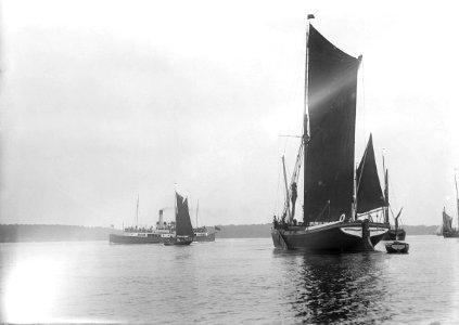 A view across the River Orwell from near Pin Mill with the spritsail barge 'Freston Tower' (1889) in the foreground. RMG P27527
