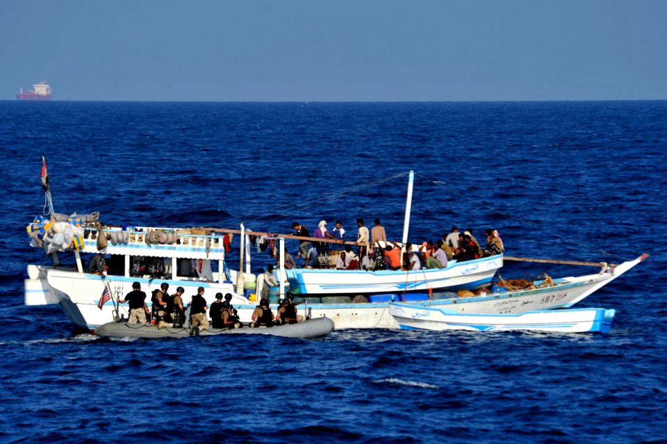 A VBSS team investigates a dhow. (8202179457)