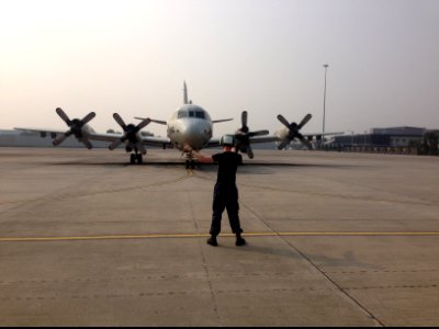 A U.S. Navy P-3C Orion aircraft prepares to depart from Subang, Malaysia, March 11, 2014, to assist in Malaysia Airlines Flight 370 search and rescue efforts in the Gulf of Thailand 140311-N-ZZ999-001