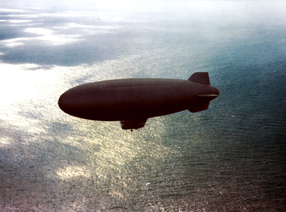 A U.S. Navy K-class blimp on anti-submarine patrol circa 1943-1944 (80-G-K-13741)