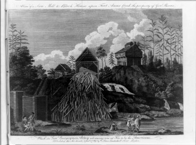 A view of a saw mill and block house upon Fort Anne Creek ...which on Gen. Burgoyne's army advancing was set fire to by the Americans LCCN2006691574