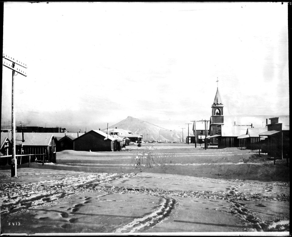 A view of Fifth Street in the winter, Goldfield, Nevada, ca.1905 (CHS-5413)