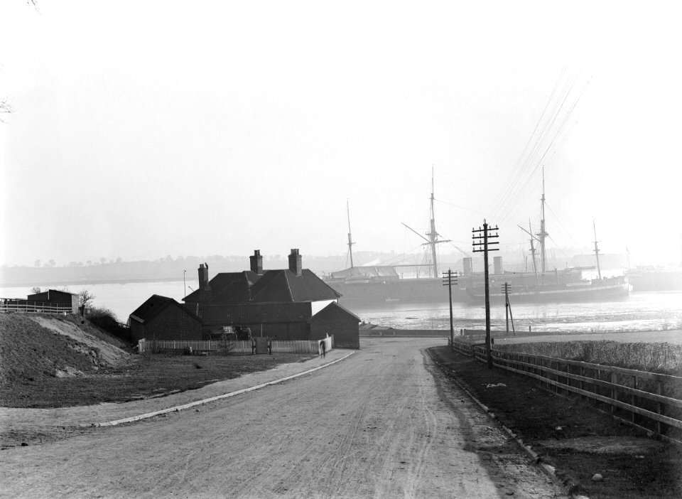 A view looking over the foreshore of 'Shotley Gate' across the River Stour towards Harwich RMG P27520