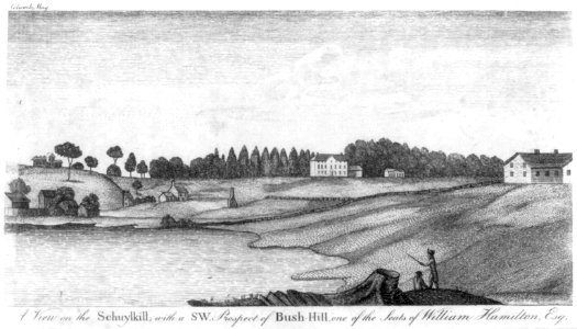 A view on the Schuylkill, with a SW prospect of Bush-Hill, one of the seats of William Hamilton, Esq. LCCN2004671554
