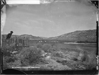 A view on the Sweetwater near the Three Crossings. Shows the burial place of a soldier in 1862. Mr. S.R. Gifford, the... - NARA - 516909 photo