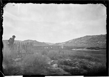 A view on the Sweetwater near the Three Crossings. Shows the burial place of a soldier in 1862. Mr. S.R. Gifford, the... - NARA - 516855