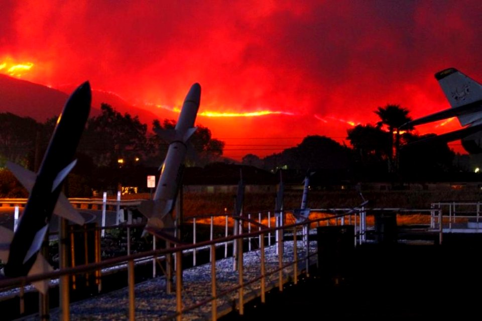 A wildfire approaches Naval Base Ventura County. (8718537328)