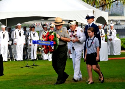 A wreath is presented for Pearl Harbor Day. (8263437273)