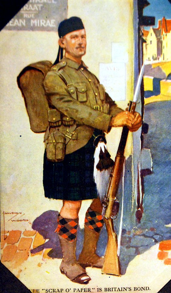 A Wee Scrap O' Paper Is Britain's Bond, World War I postcard (28476165745)