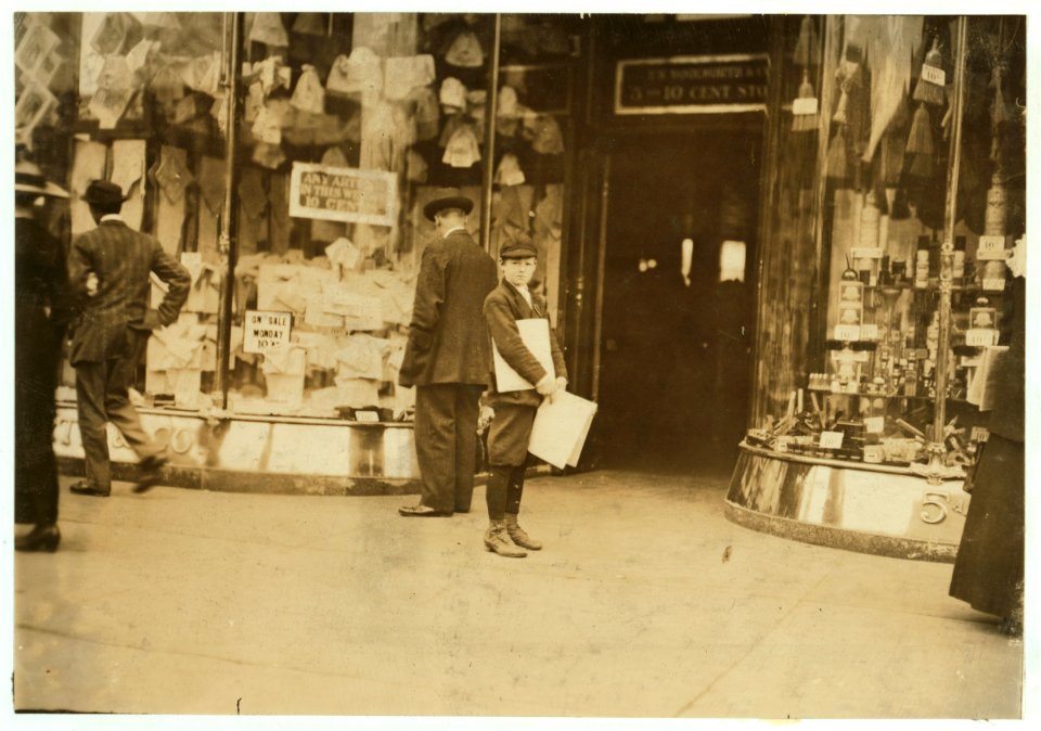 A young truant selling extras during school hours Monday, April 15th, on Pennsylvania Avenue. He said, 'I heard they was extras.' I stayed out of school.' 'I am 9 yrs. Old-I mean 11.' (He LOC nclc.03784