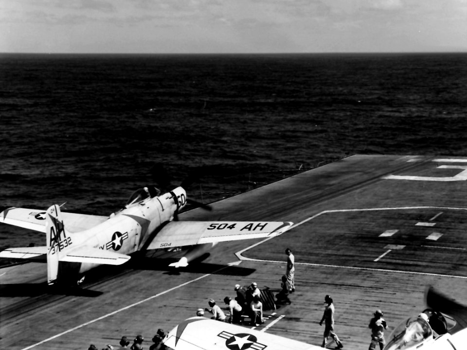 A-1H of VA-165 on cat of USS Oriskany (CVA-34) c1963
