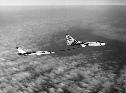 A-3B Skywarrior of VAH-4 refules RA-5C of RVAH-11 off Vietnam in January 1968