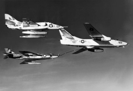 A-3B VAH-5 refueling Scimitar 803 Sqn with A-4C VA-83 c1962