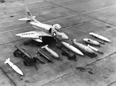 A-4A Skyhawk weapon load display in 1950s