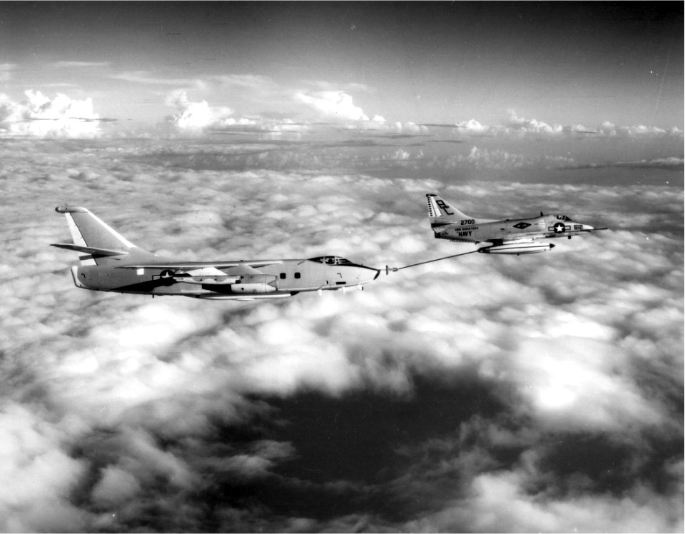 A-4B VA-216 refuels EA-3B VQ-2 1967