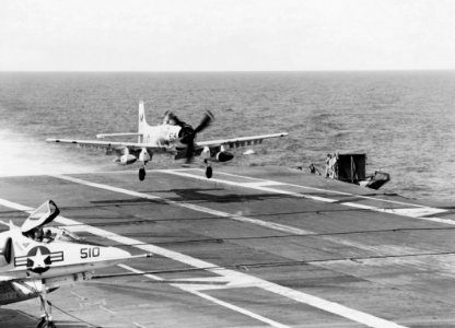 A-1H VA-196 landing on CVA-31 c1964