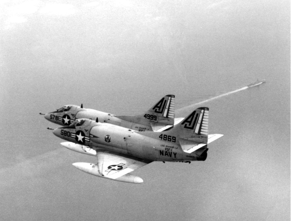 A-4Bs of VSF-1 over USS Shangri-La (CVA-38) c1967