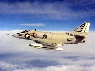 A-4C Skyhawk from VSF-1 in flight over the Med c1968