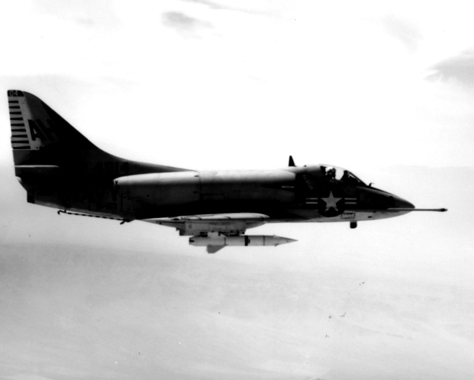 A-4B of VA-163 in flight with Bullpup missile c1963