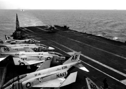 A-4C VA-172 landing on CVA-42 off Vietnam 1966