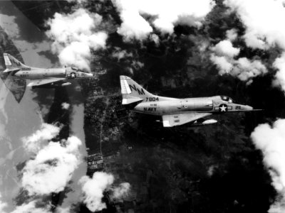 A-4C Skyhawks of VA-192 in flight over Vietnam c1965