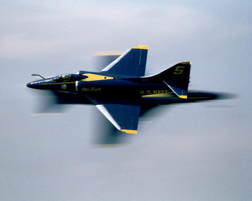 A-4F Blue Angels opposite pass 1984