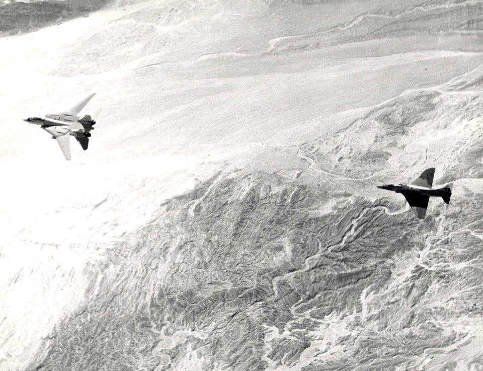 A-4F of VF-126 and F-14A of VF-111 during air combat manuvering 1982