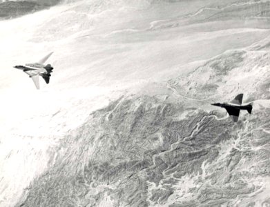 A-4F of VF-126 and F-14A of VF-111 during air combat manuvering 1982