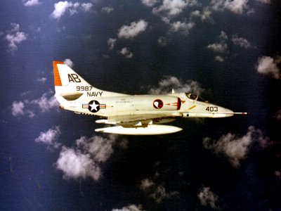 A-4E Skyhawk from VA-12 in flight over the Med in 1965